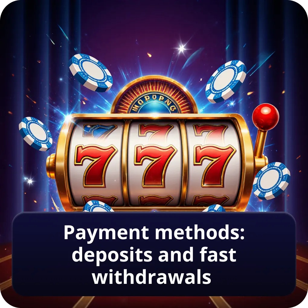 Payment methods: deposits and fast withdrawals