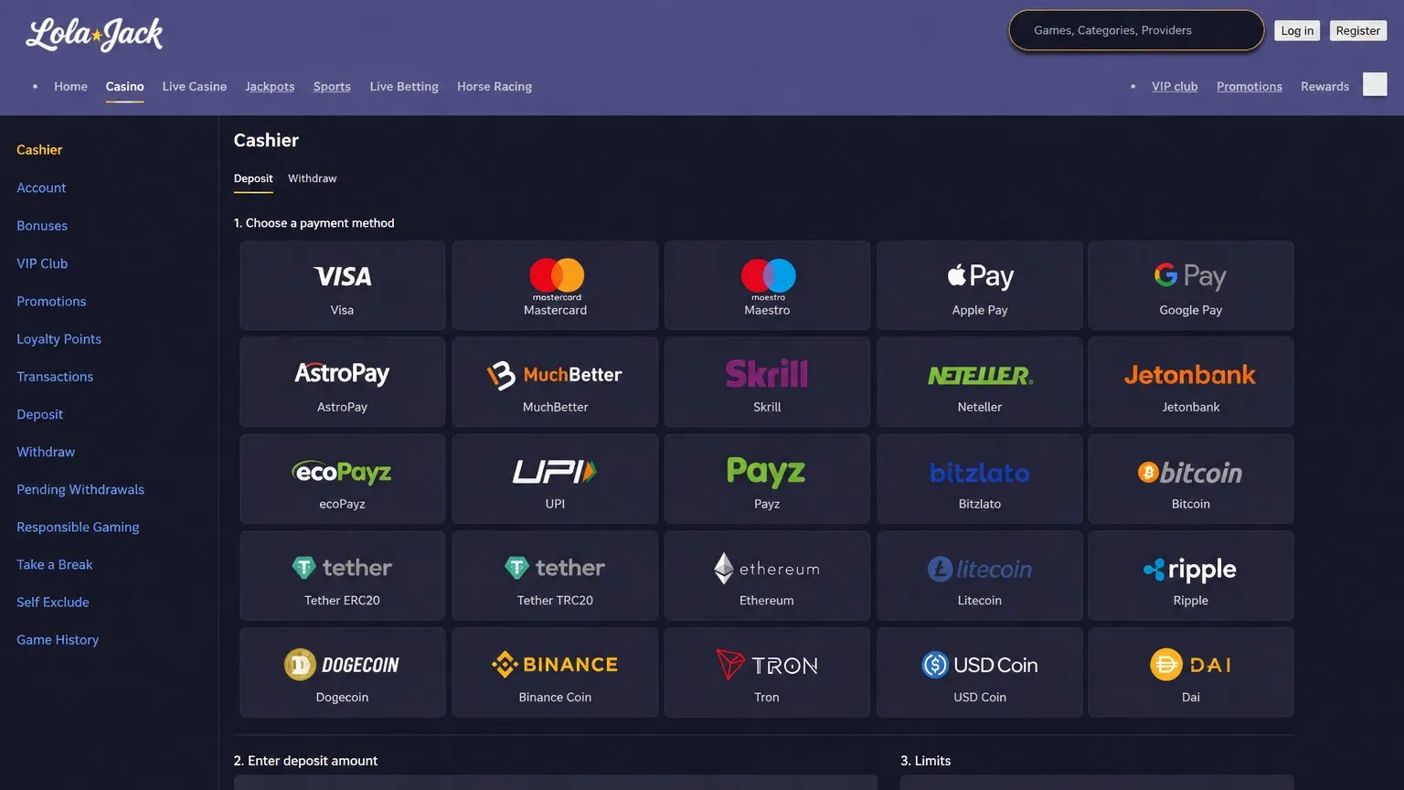 Lolajack Casino withdrawal: how to withdraw money step by step